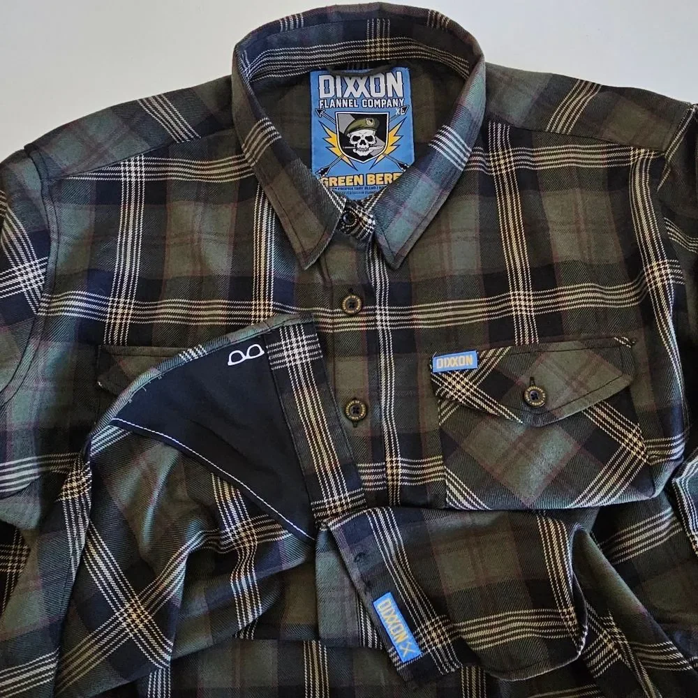 Dixxon | Green Beret Army Green Black Button Down Shirt Top Womens XL - Picture 7 of 9